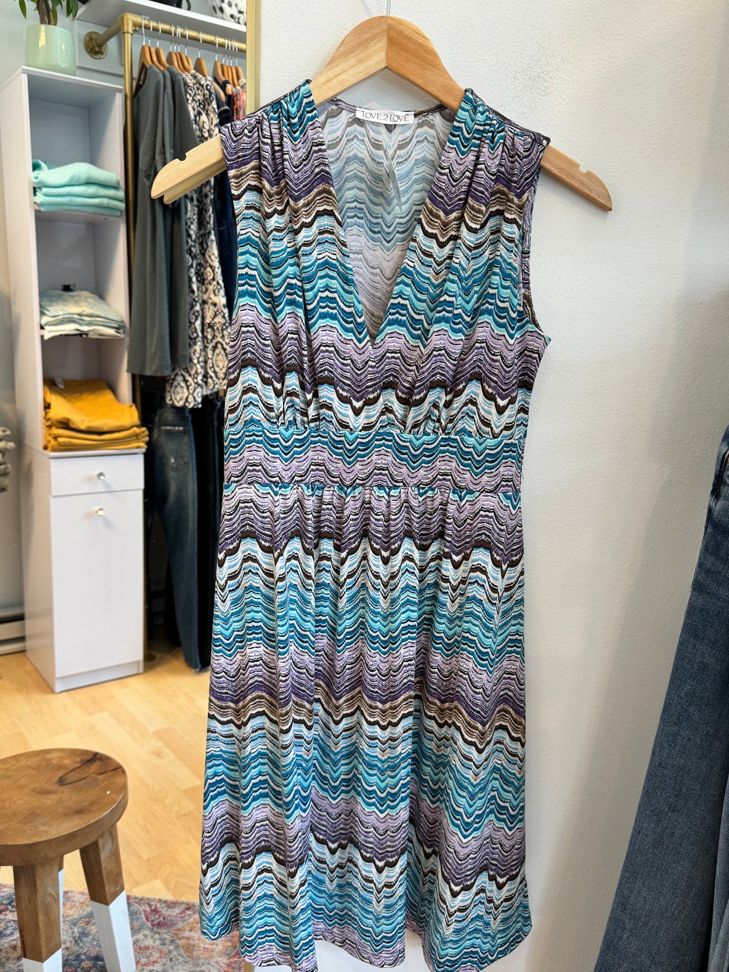 Surplice Sleeveless Dress - Waves