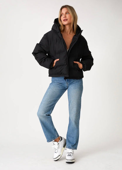 Hooded Winter Puffer Jacket Black