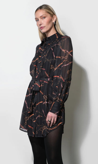 Anabel Bib Neckline Chiffon Mini Dress