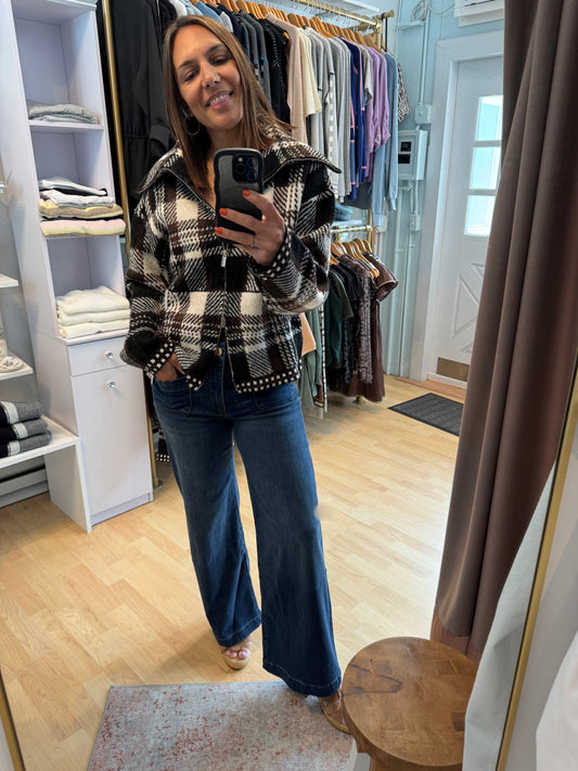 Rue Fall Plaid Sweater Jacket