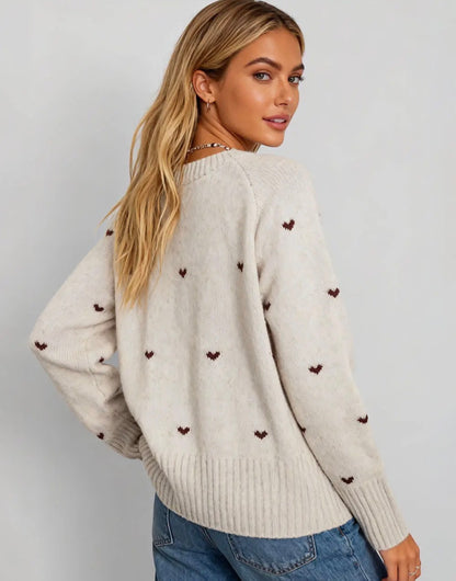 Cozy Hearts Crew Neck Sweater