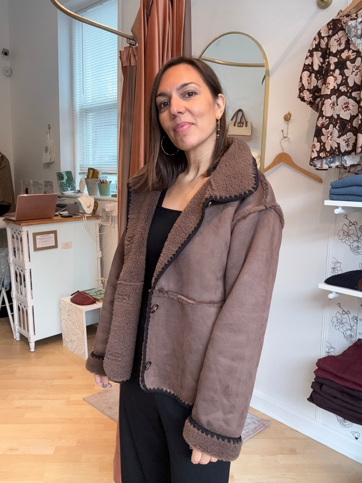 Espresso Brown Faux Suede Alex Jacket by Dylan