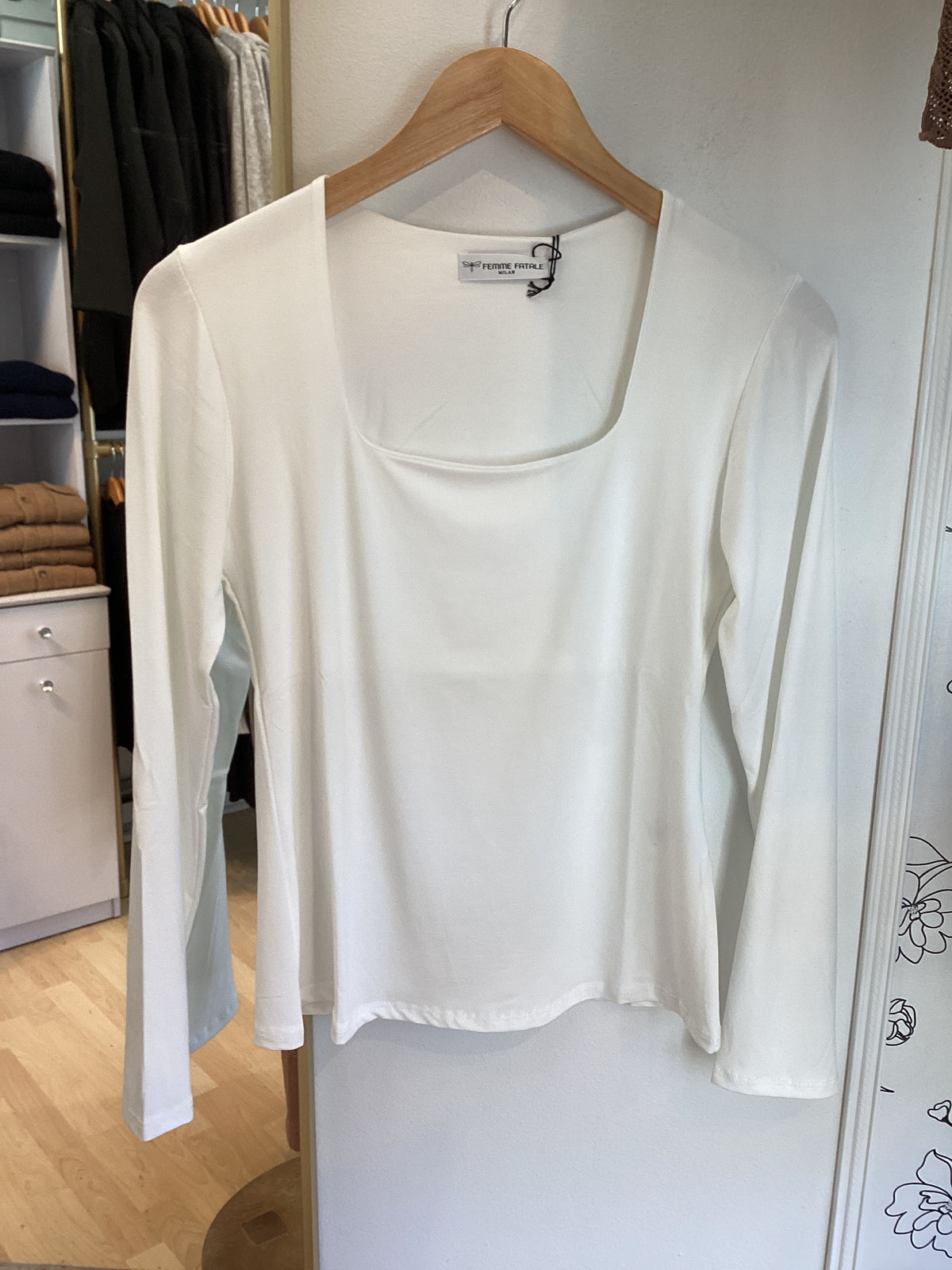 Square-Neck Knit Top