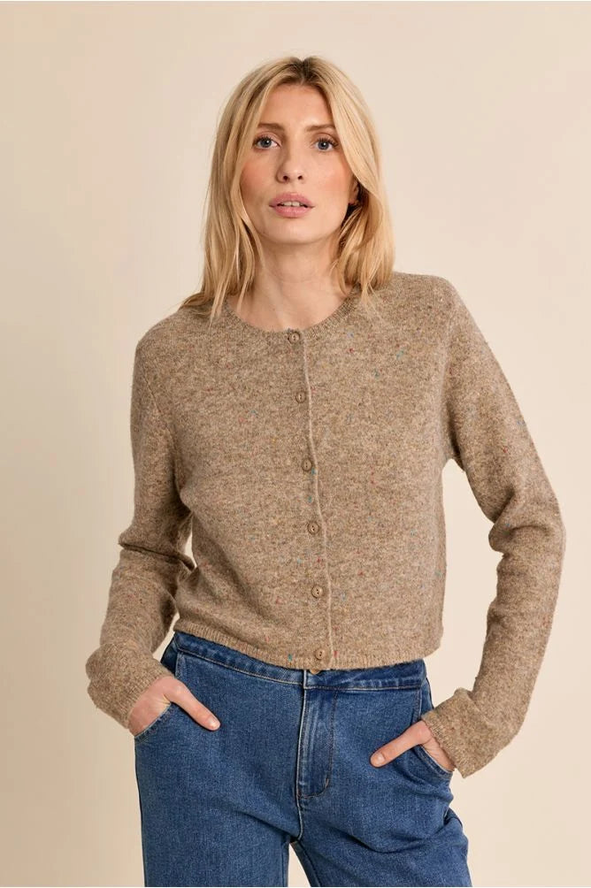 Fitted Fleck Sweater Cardigan