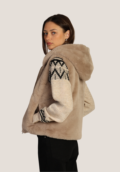Sloane Beige Faux Fur Vest