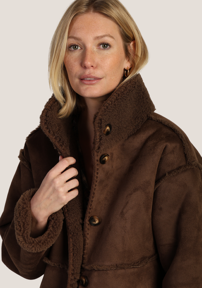 Espresso Brown Faux Suede Alex Jacket by Dylan