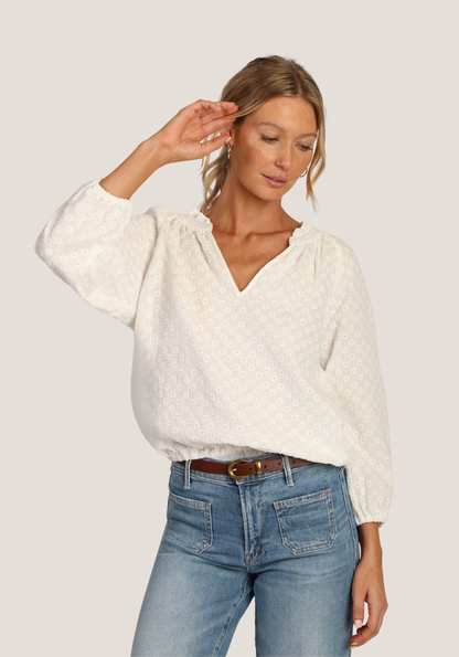 Marnie White Embroidered Boho Top Dylan