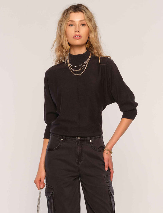 Eartha Short Sleeve Mock Neck Sweater