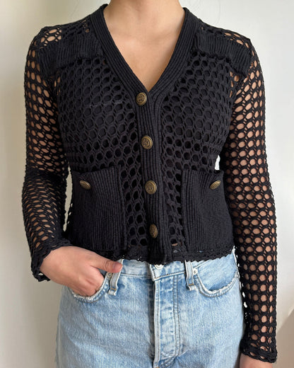 V-Neck Crochet Cardigan by Pete Collection