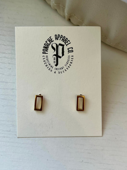 Small Open Rectangle Stud Earrings