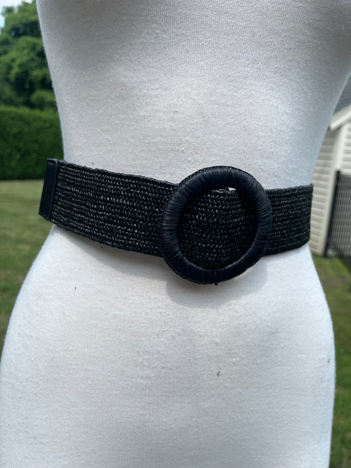 Raffia Woven Stretch Waist Belt