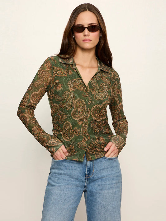 Juno Button Down Longsleeve Top Paisley