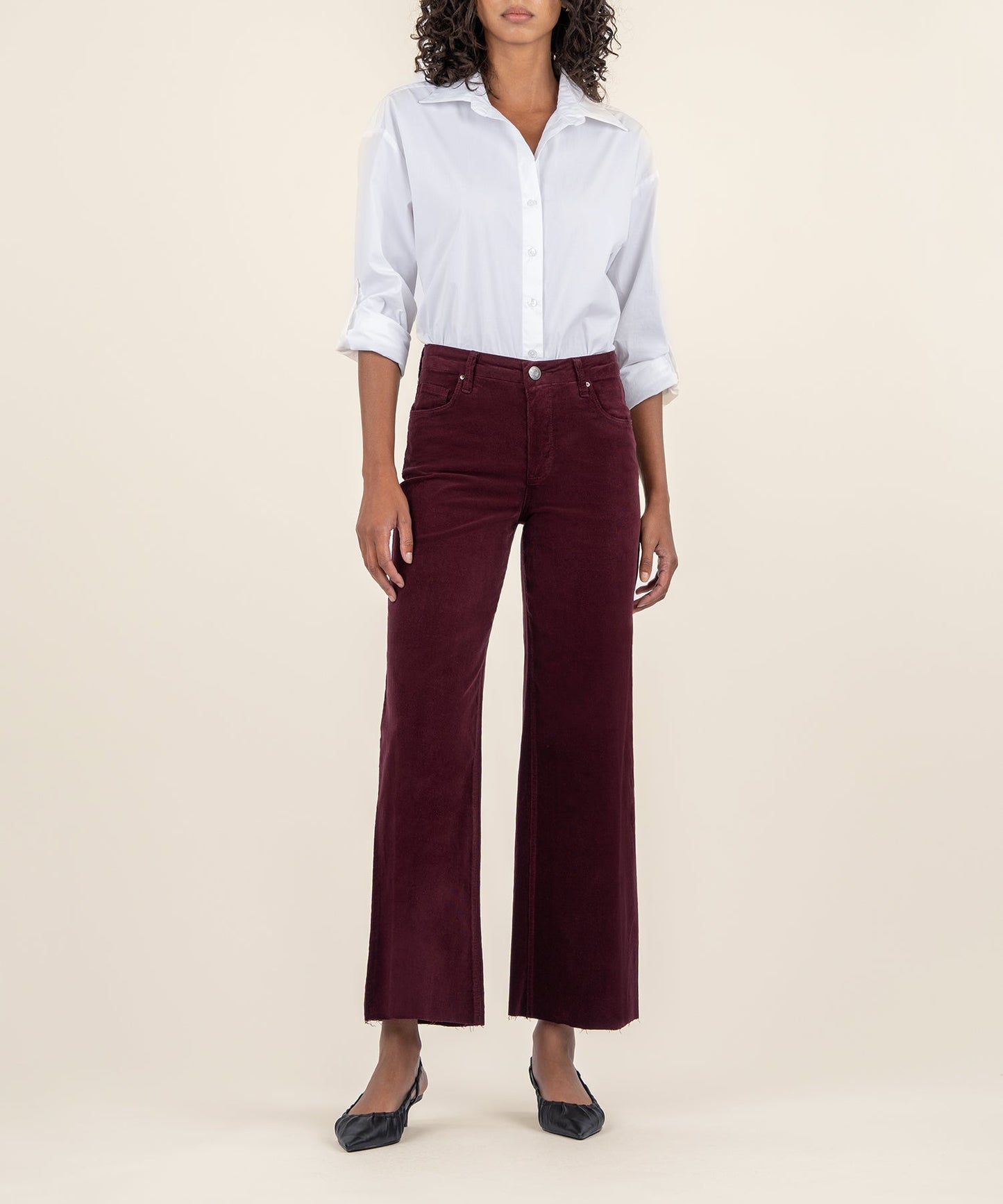 Meg Dark Plum Corduroy Wide Leg Pant