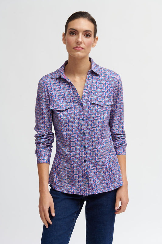 Laureta Print Button Down Blouse