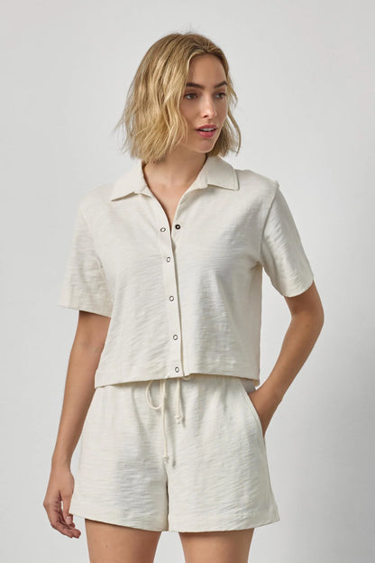 Short Seleve Button Down T-Shirt by Lilla P