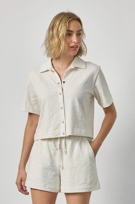 Short Seleve Button Down T-Shirt by Lilla P