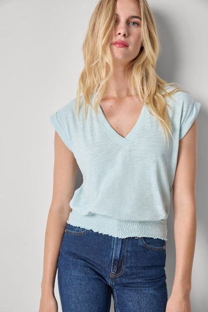 Lilla P Smocked Hem V-Neck