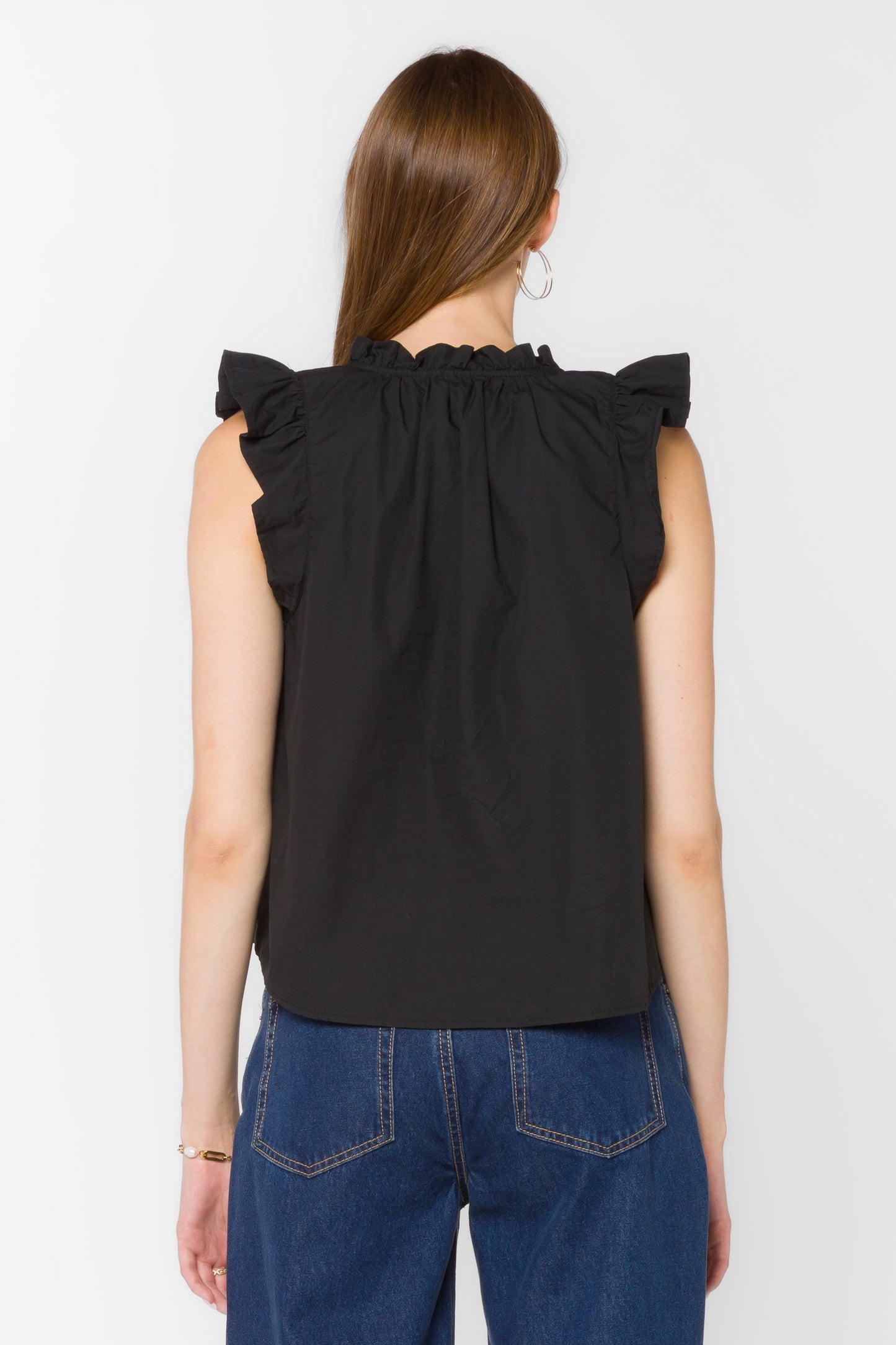 Nazira Black Flutter Top
