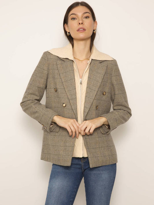 Barrett Plaid Blazer With Cable Dickie