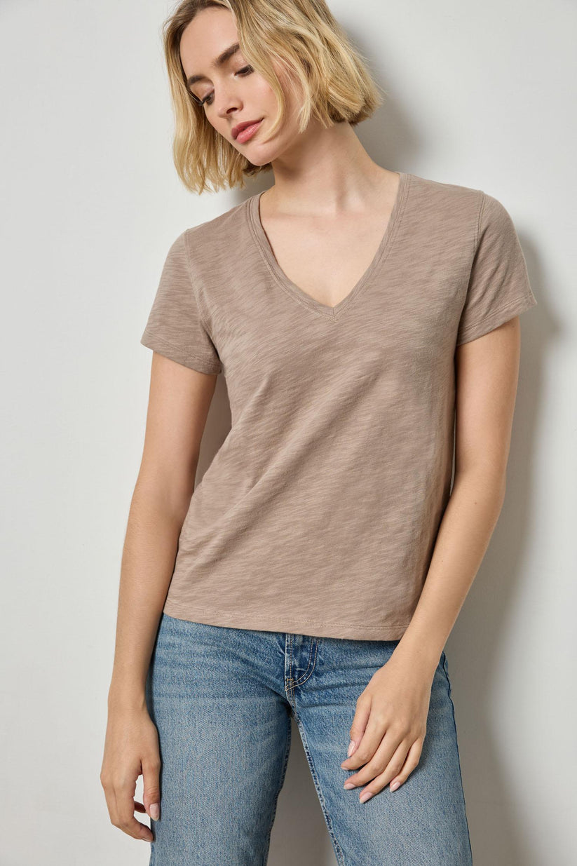 Back Seam V-Neck T-Shirt