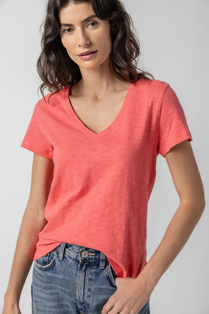 Back Seam V-Neck T-Shirt