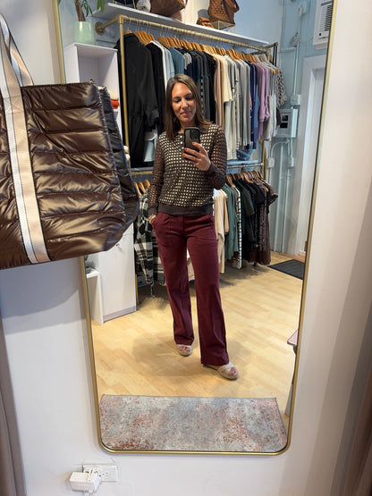 Fall open crochet long sleeve top