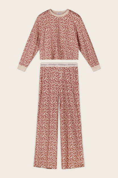 PJ Salvage Cozy Wine Leopard Pajama Set
