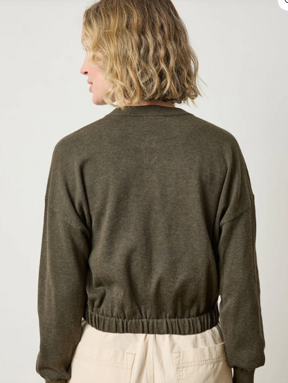 Elastic Waist Henley Sweater