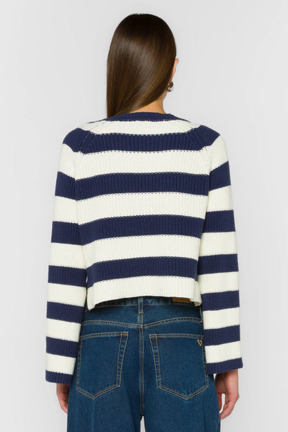 Sapphire Navy Stripe Bell Sleeve Sweater