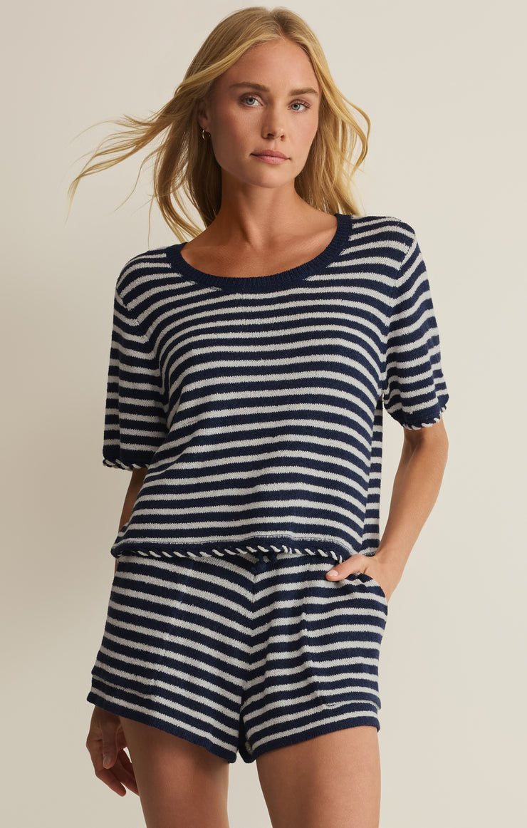 Patton Sweater Striped Short Sleeve Top