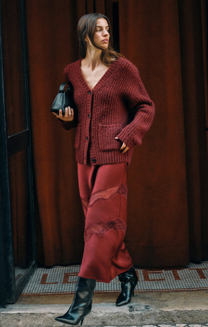 Whitmore Burgundy Boyfriend Cardigan