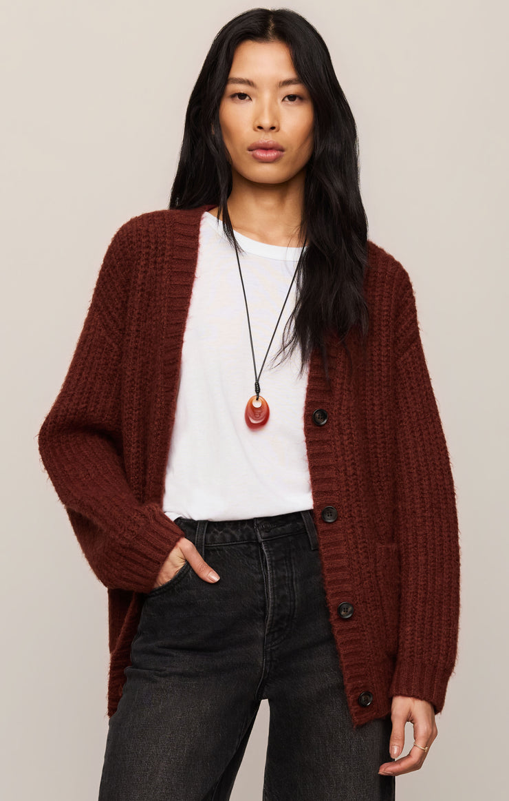 Whitmore Burgundy Boyfriend Cardigan