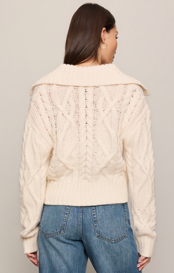 Classic Cable Knit Ivory Sweater - Hartwell