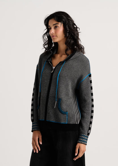 Zaket Plover zip up hooded sweater in Birdseye fabrication