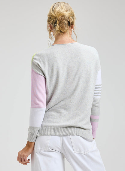 Contrast Stripe V-Neck Sweater by Zaket & Plover