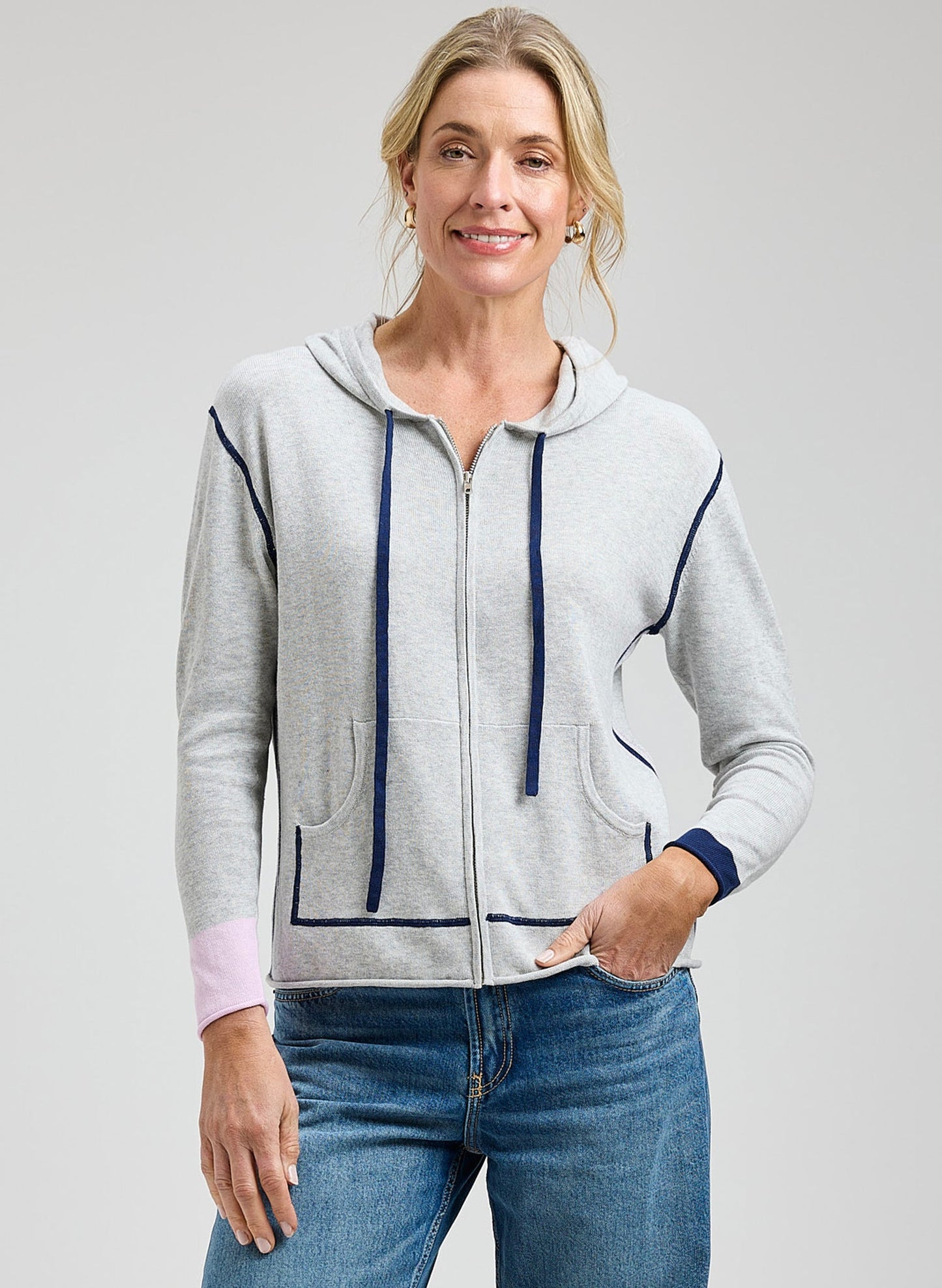 Sporty Black Zip Up Hoodie Zaket & Plover