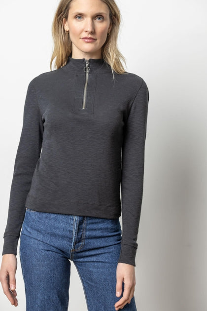 Zip Front Mock Neck Longsleeve Top