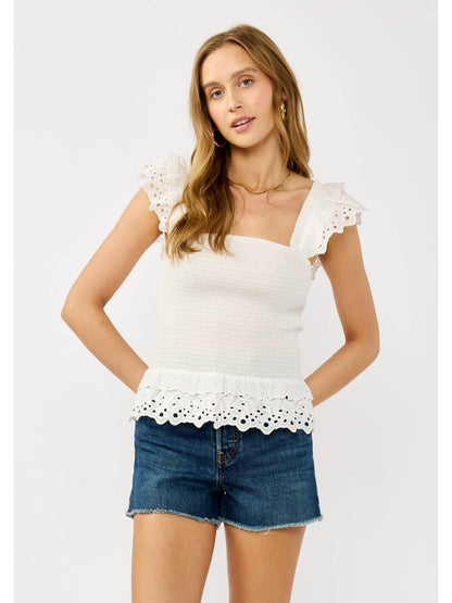 Smocked Scallop Top