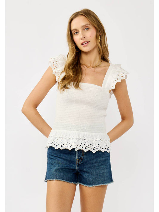 Smocked Scallop Top