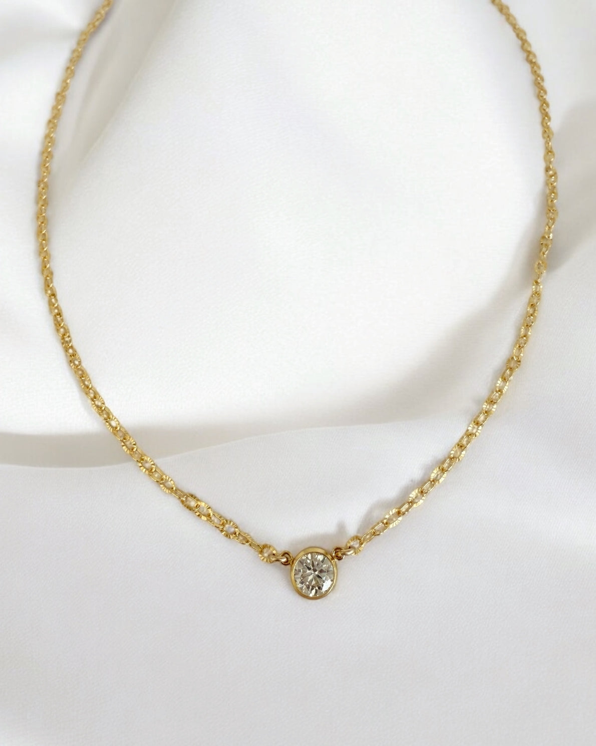 Solitaire Cz Gold Filled Necklace
