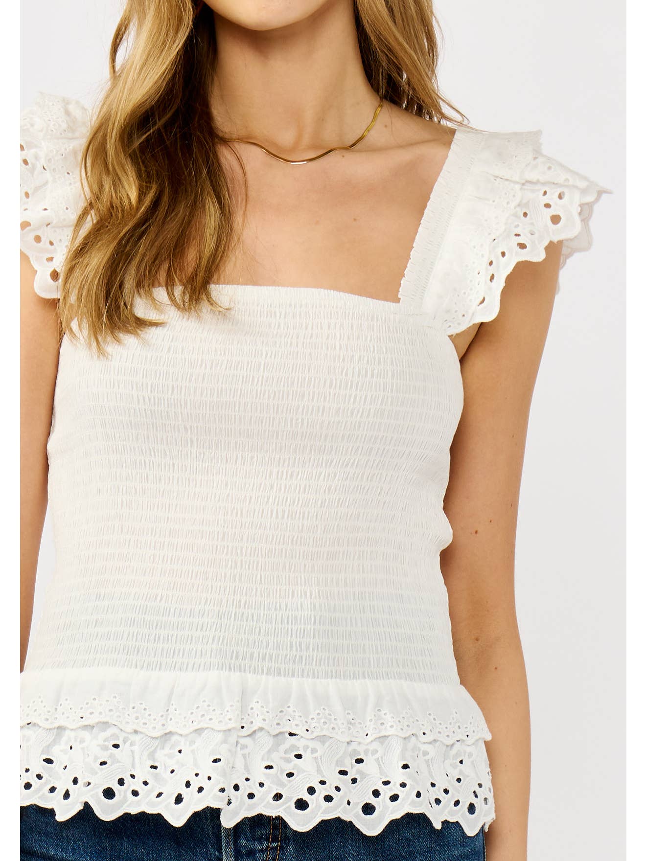 Smocked Scallop Top