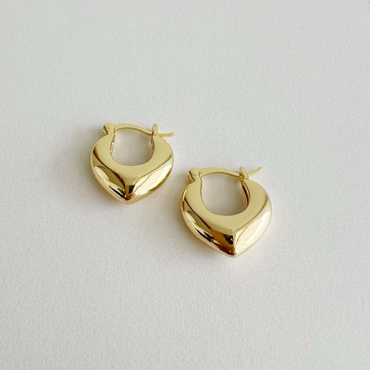 Gold-Filled Chunky Heart-throb Hoop Earrings