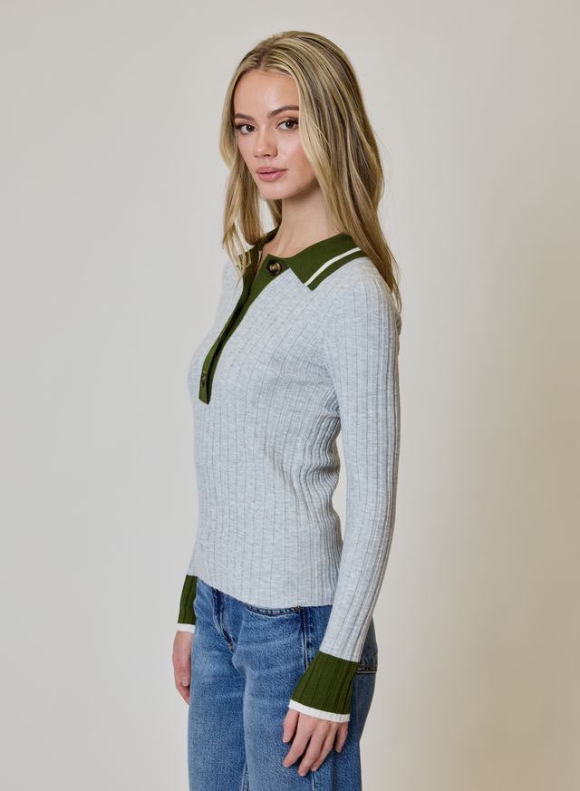 Polo Collar Fall Henley Top
