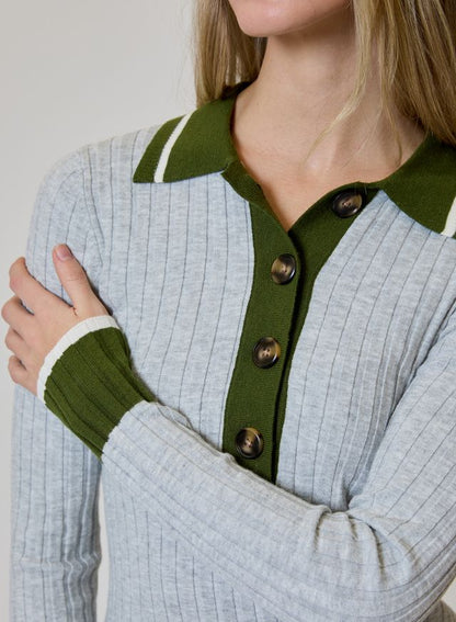 Polo Collar Fall Henley Top