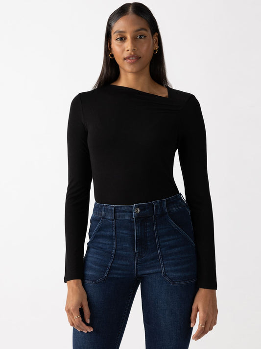 Asymetrical Neck Long Sleeve Top