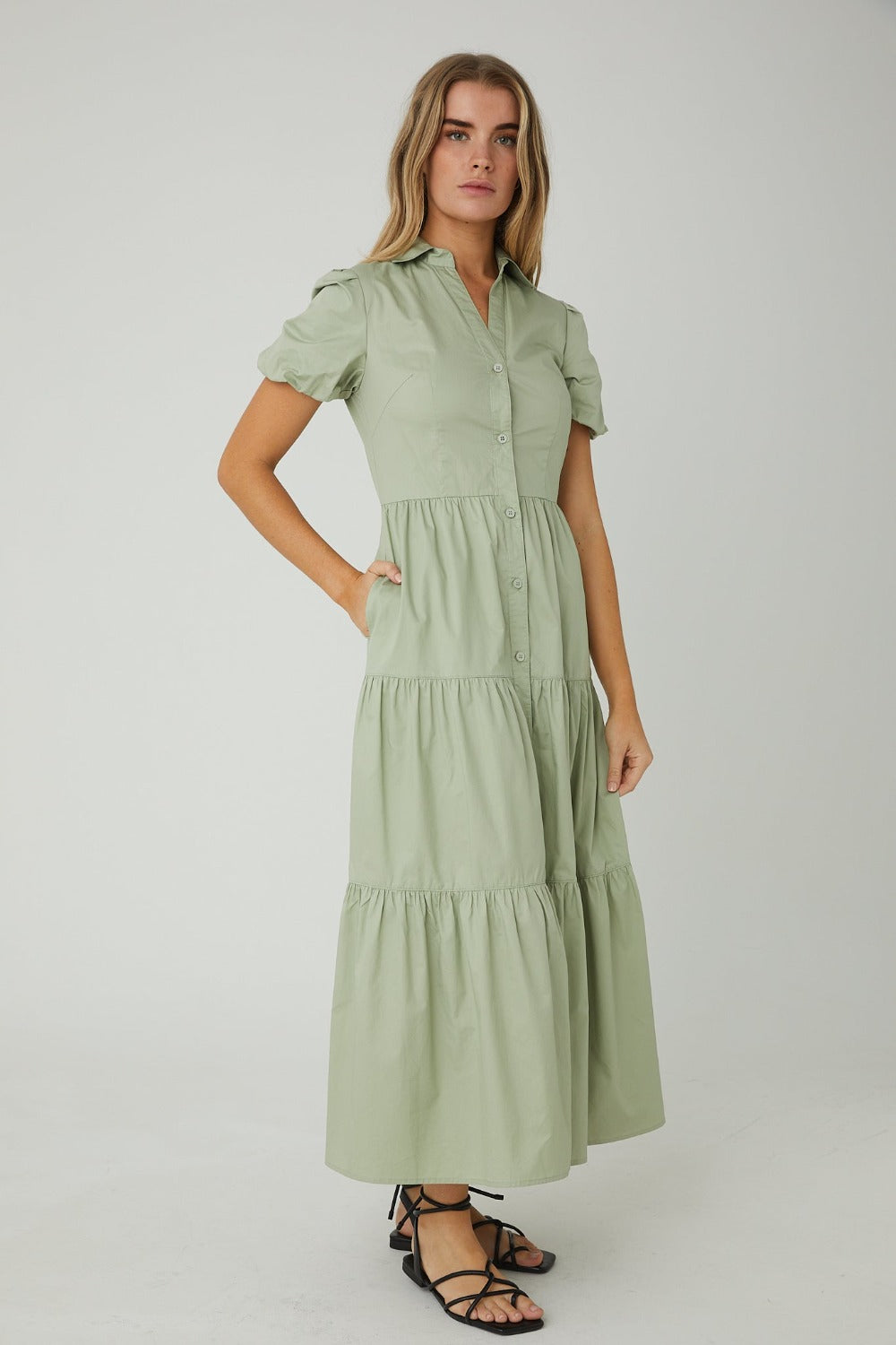 Cartagena Tiered Collared Maxi Dress