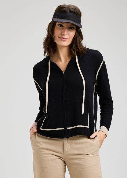 Sporty Black Zip Up Hoodie Zaket & Plover
